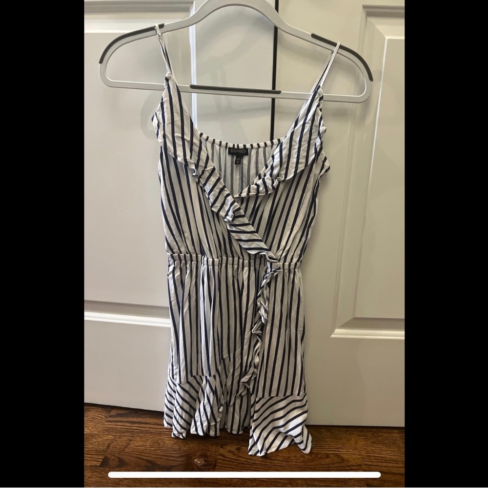 Black and navy Striped Ruffle Dress, size xs